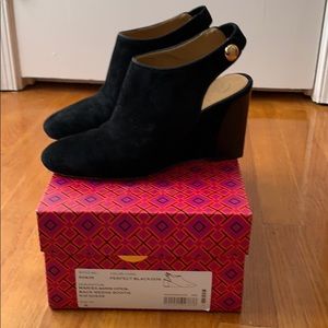 Tory Burch black wedge suede bootie